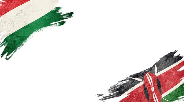 Bandiere di Ungheria e Kenya su sfondo bianco — Foto Stock